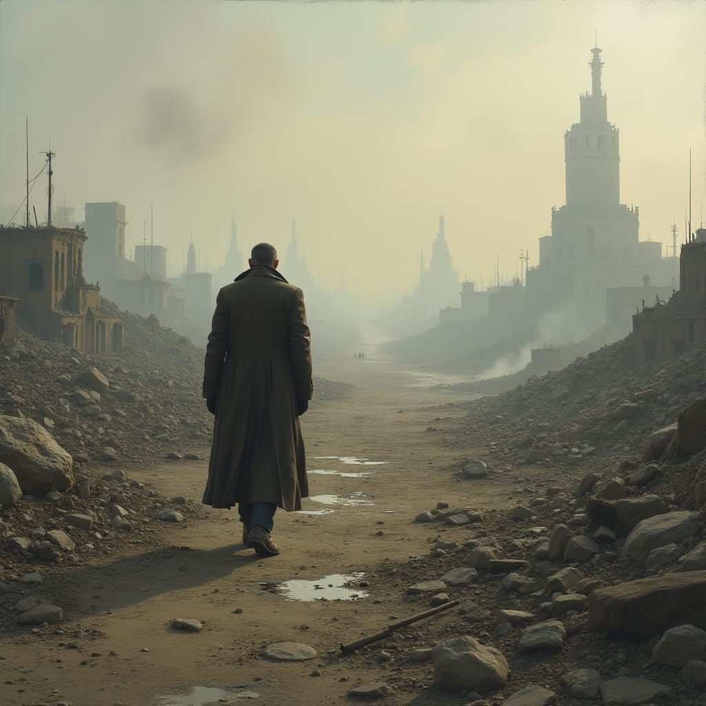 War-Torn Landscapes in a Gritty, Somber Style