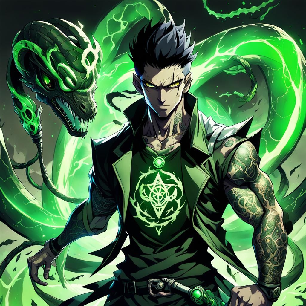 Demonic Human with Snake God Power, Anime Style