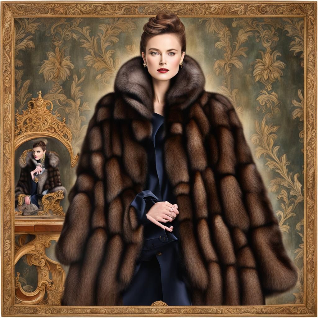 Elegant Queen in Luxurious Mink Coats
