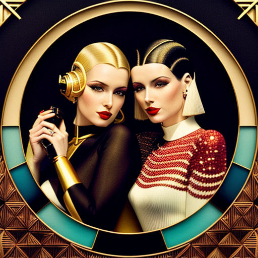 Blonde Twin Sisters Shine in Opulent Decopunk Christmas Swea...