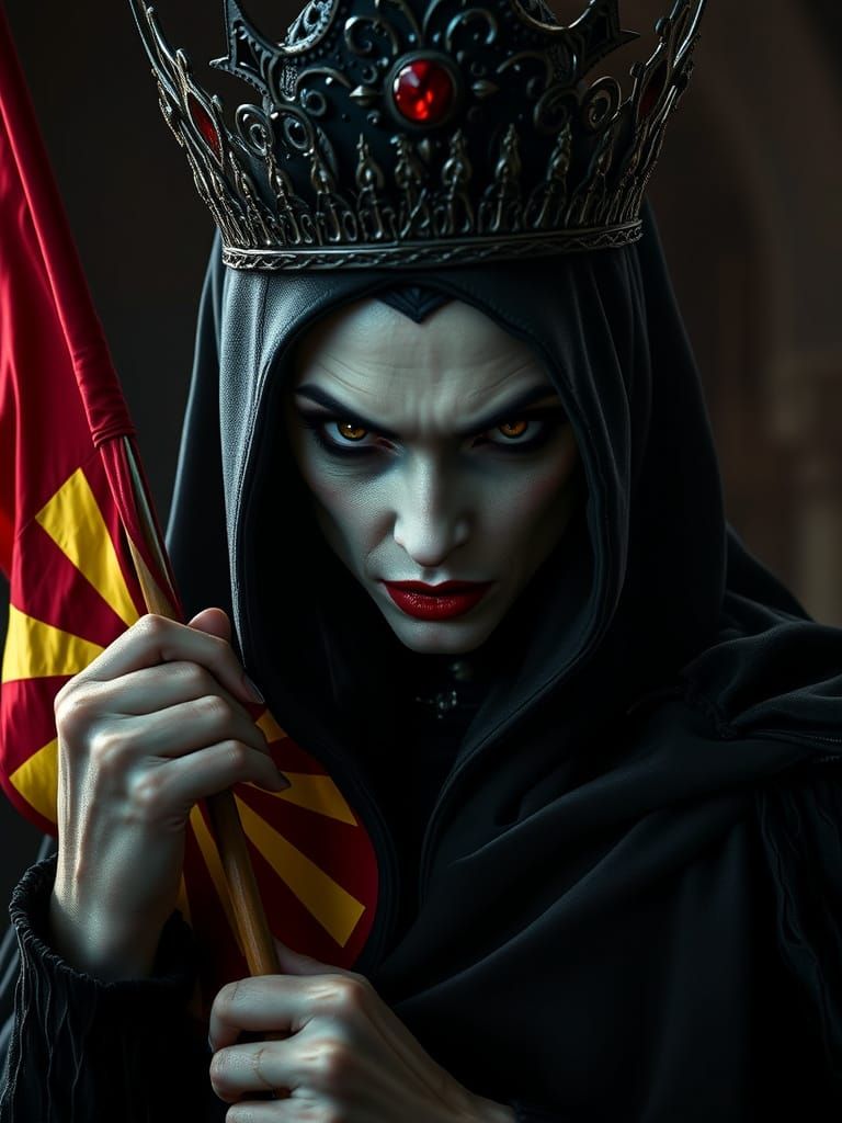 Menacing Vampire Queen with Gothic Crown