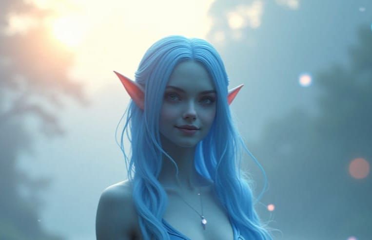 Ethereal Andromedan Elf Maiden Amidst Whispers of the Mystic...