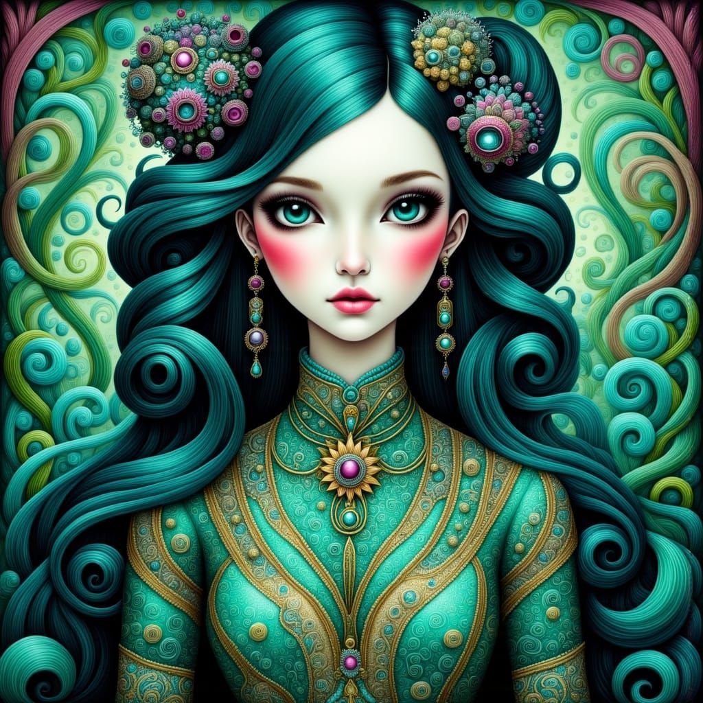 Ethereal Goddess in Cyberpunk Attire