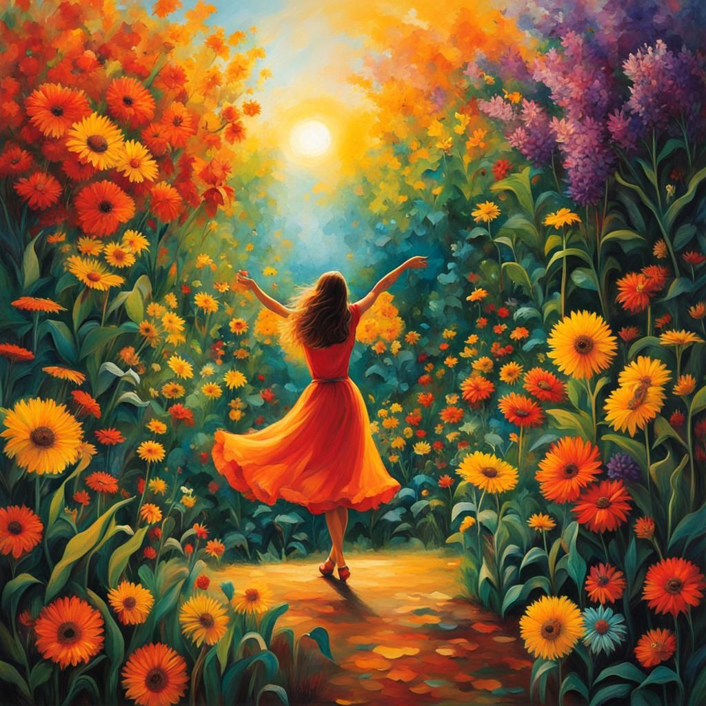 Enchanted Garden at Sunset: A Symphony of Nature