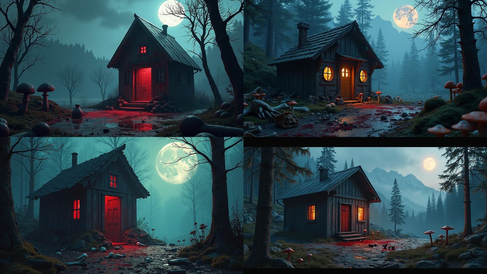 Spooky Shack in Forest with Blood-Stained Walls