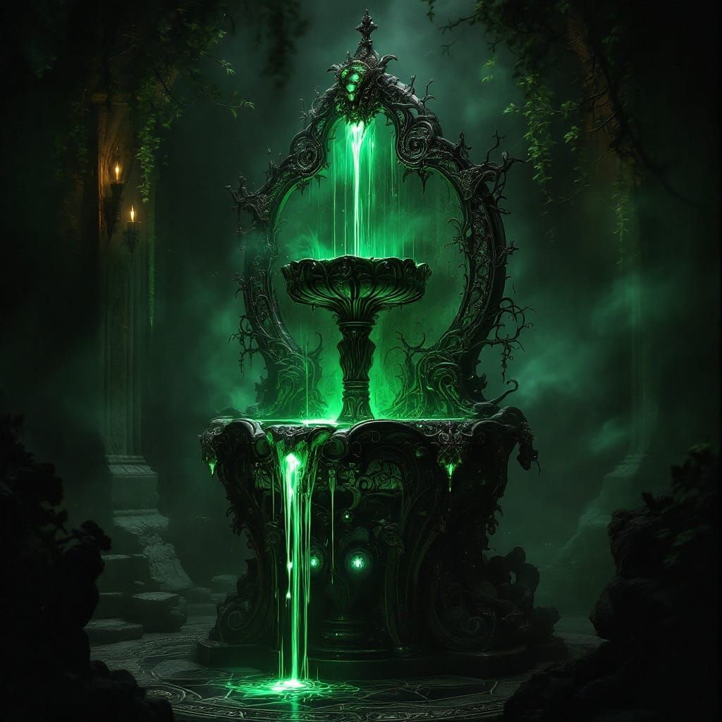 Mystical Absinthe Fountain in Art Nouveau Style