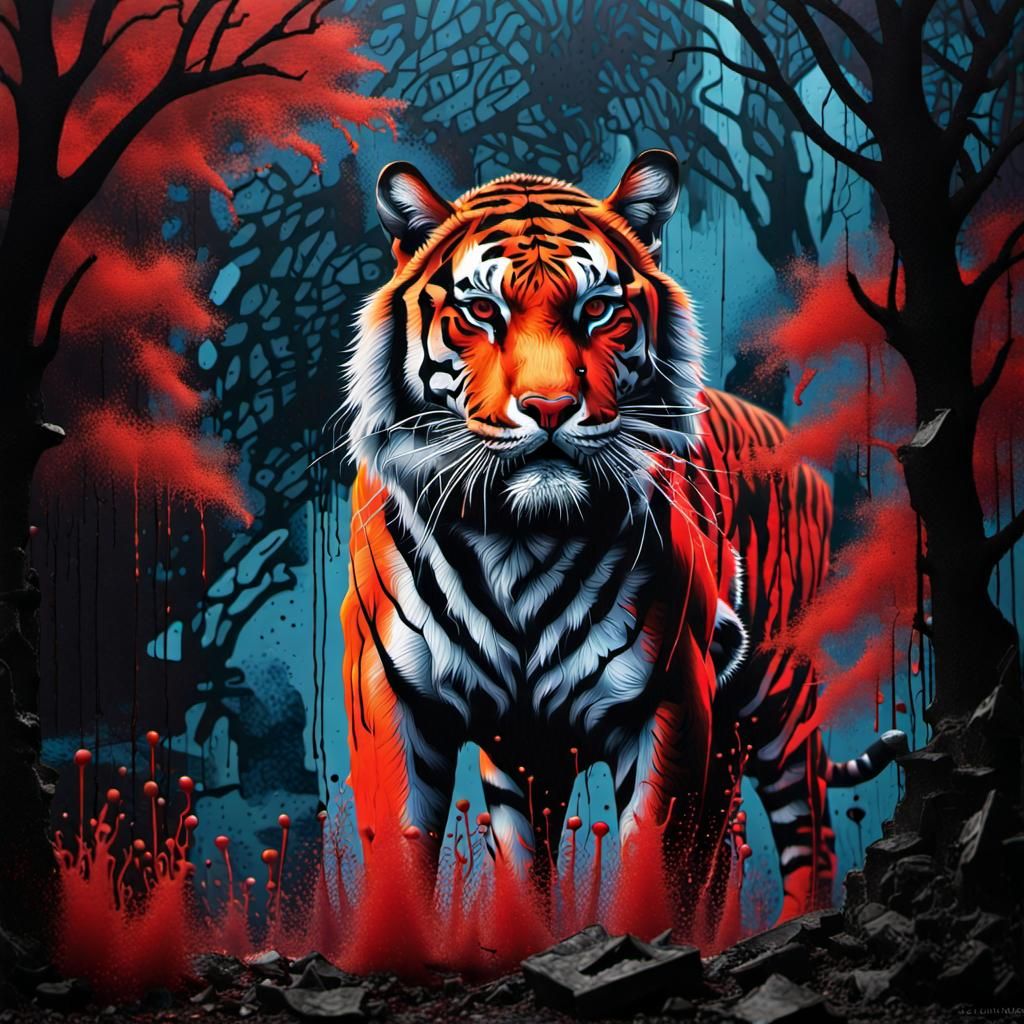 Tiger's View: Double Exposure Graffiti Art