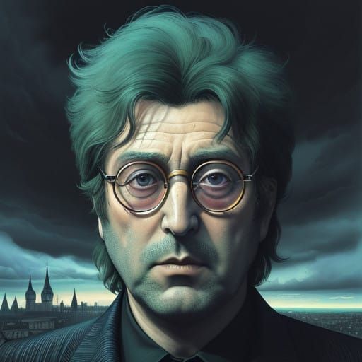 Timeless Surrealist Portrait of John Lennon in Psychedelic L...