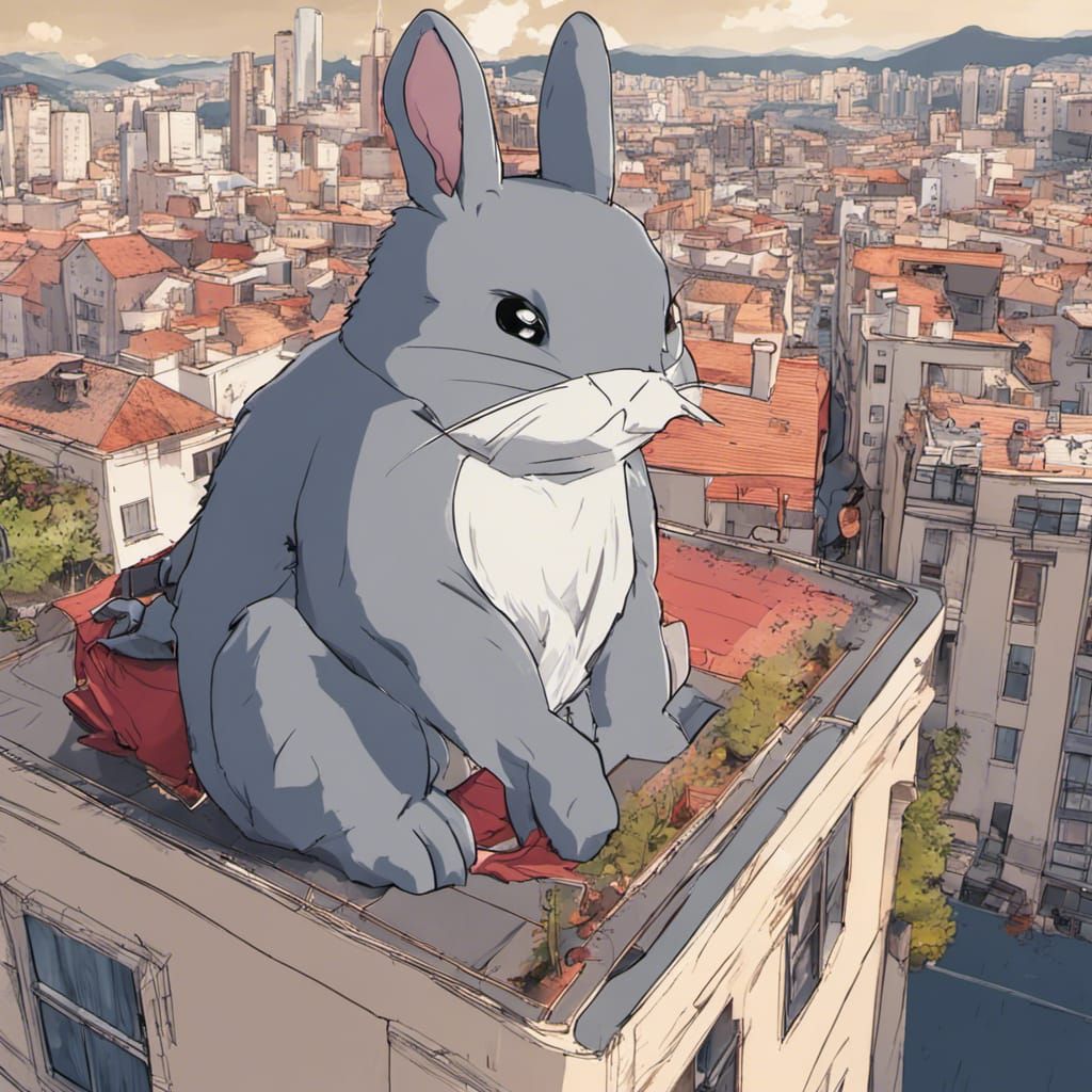 Kaiju Rabbit Seeks Balcony Snacks