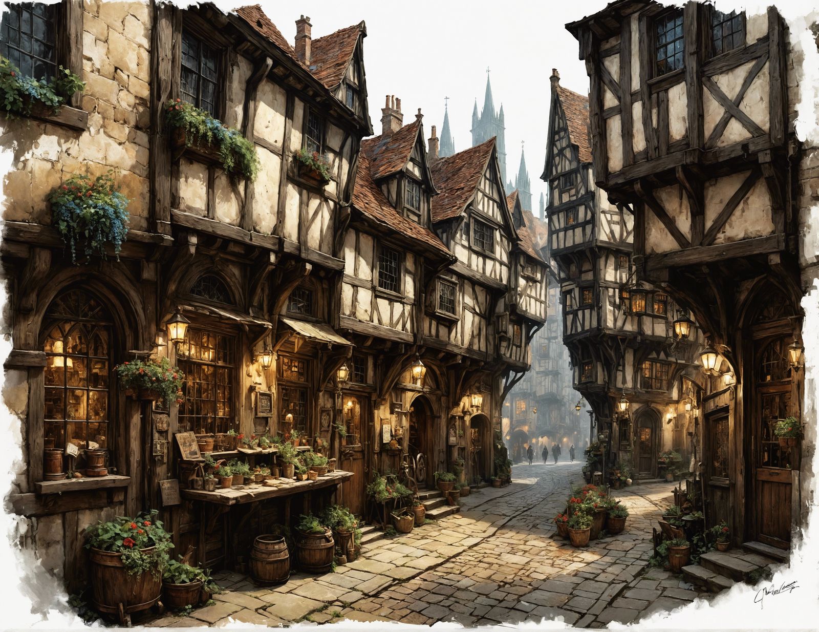 York Medieval Streets, Maximalist Digital Art