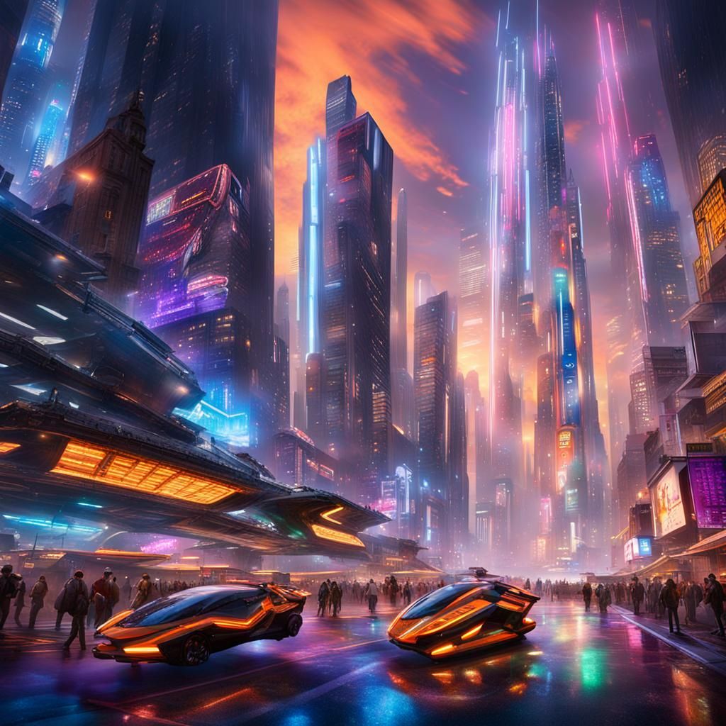 Futuristic Cityscape with Neon Lights in Unreal Engine