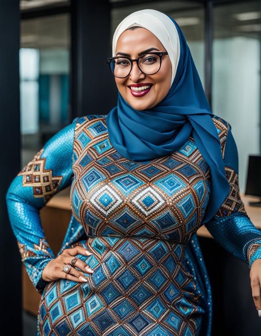 Psychedelic Mosaic Portrait of a Woman in Hijab