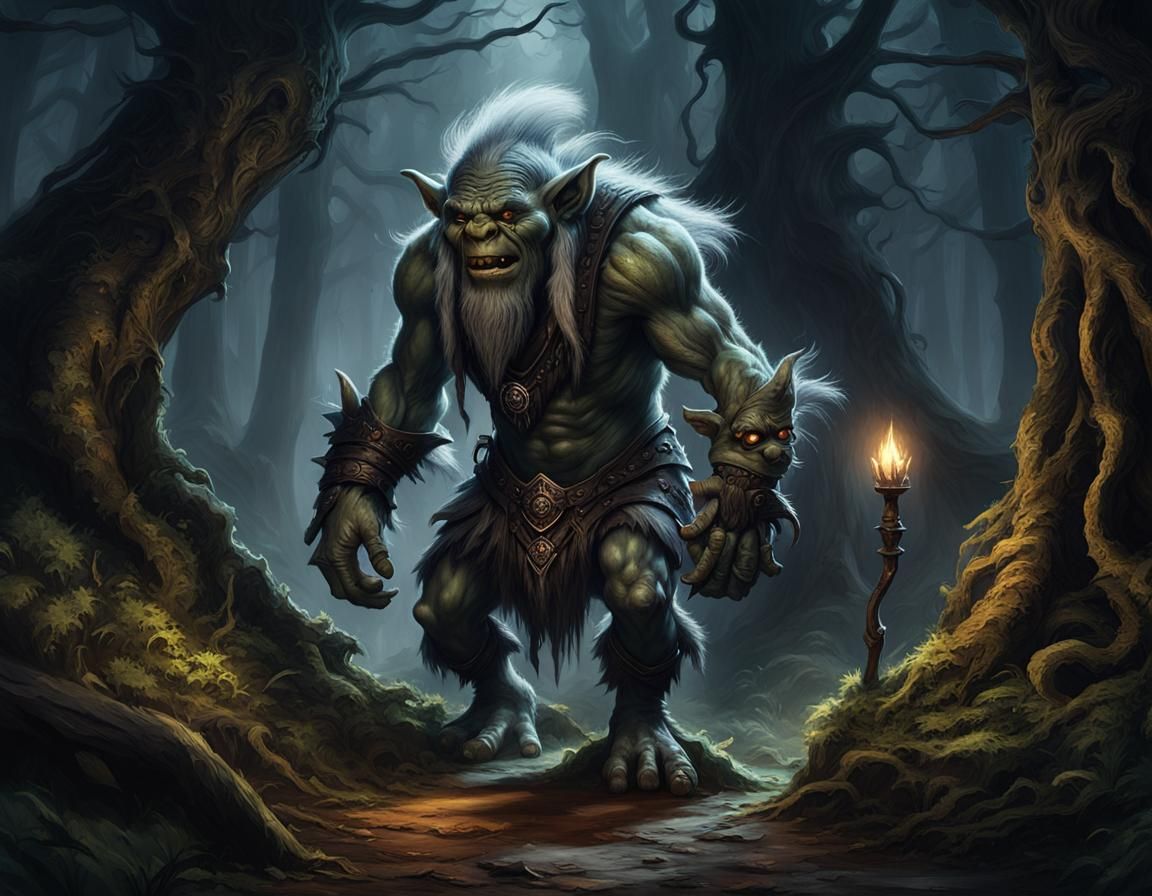 Eerie Troll Encounter in Fantasy Landscape