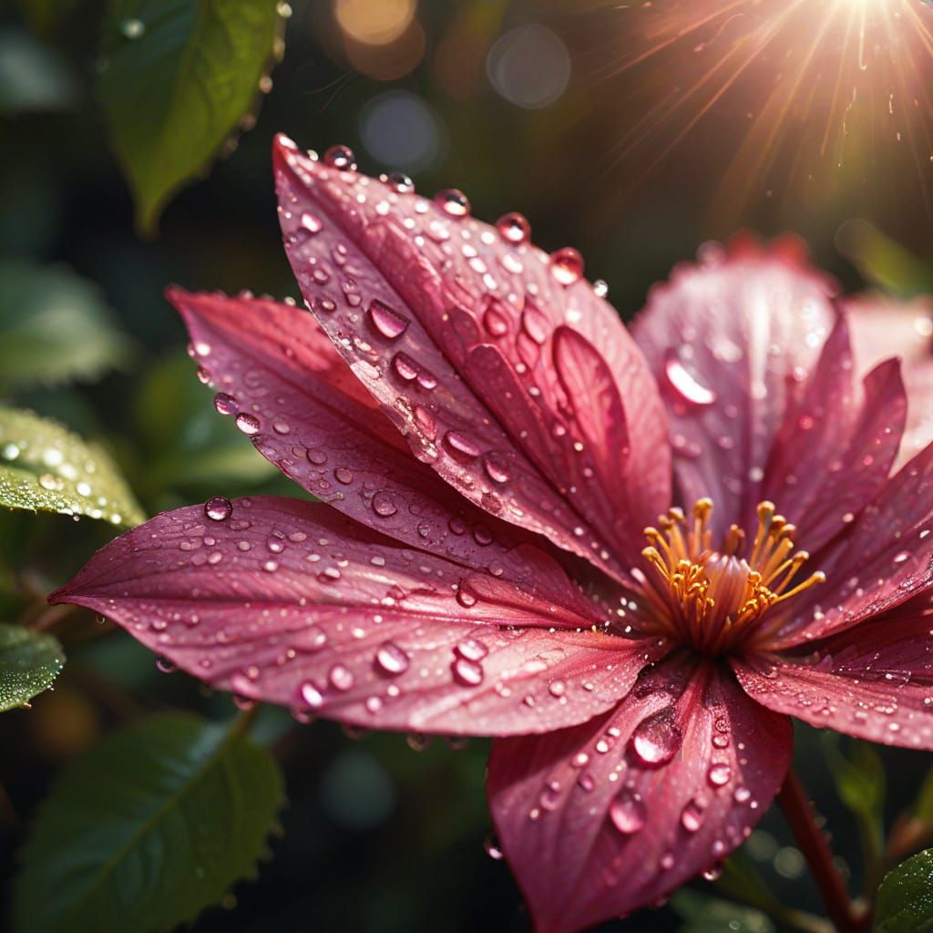 Dark Pink Flower Petal in Macro Photography Style