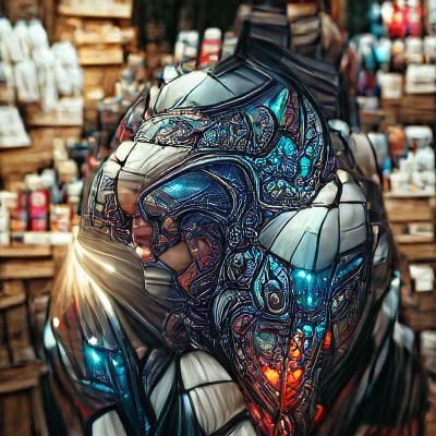 Detailed Mecha Armor Portrait in Comic Book Art Style