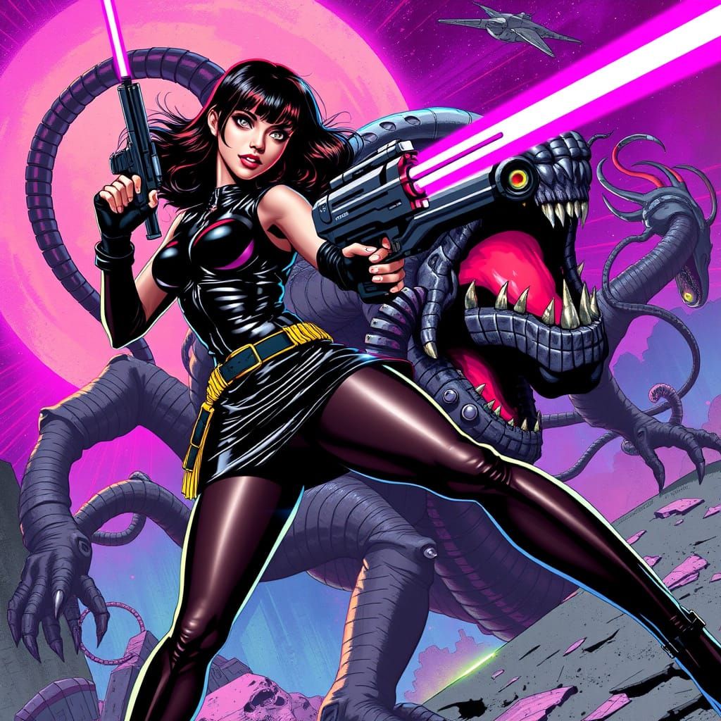 Galactic Superheroine in Cyberpunk Style