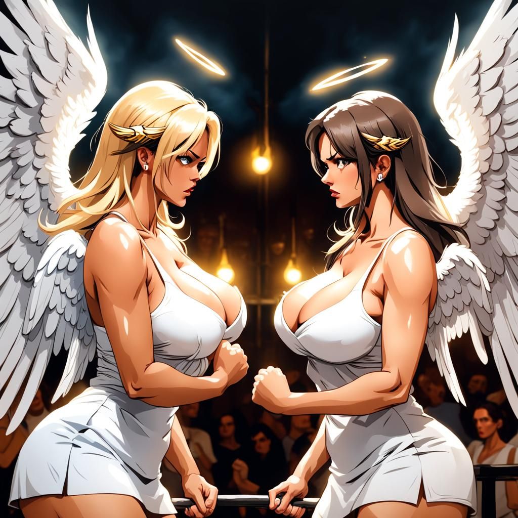 Angelic Staredown: Two Women Face Off