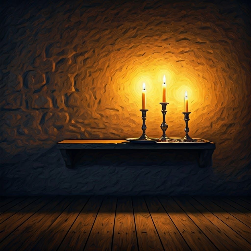 Smooth Post-Impressionist Painting of a Dimly Lit, Weathered...