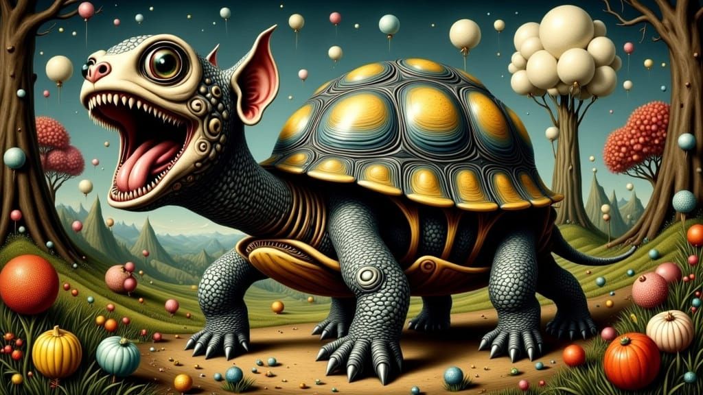 Surreal Screaming Turtle in Pop Style