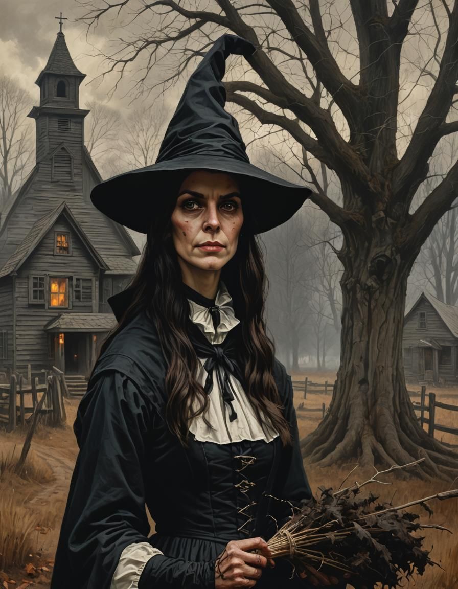 Gothic Puritan Woman Portrait in Sinister Style
