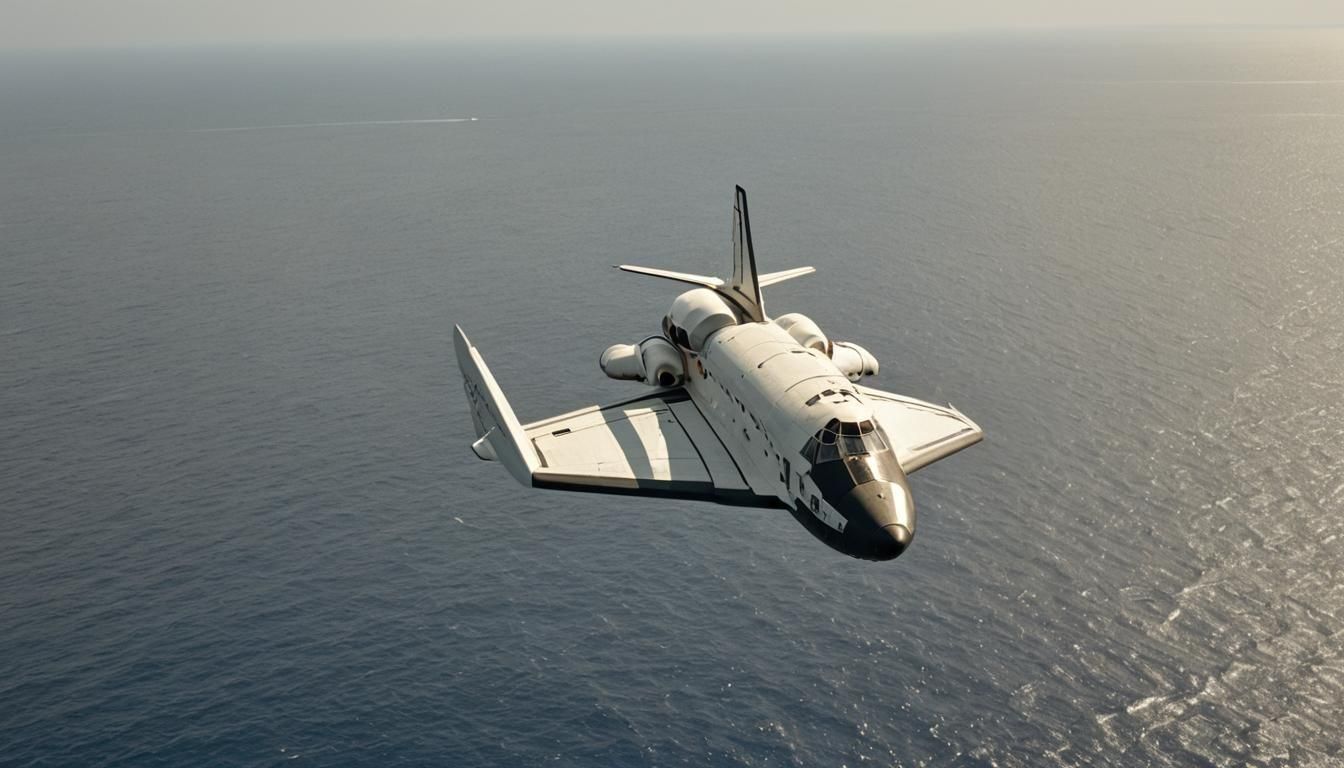 Futuristic Shuttle Yacht Over Ocean