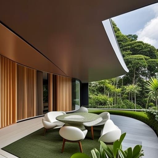 A futuristic home with a glass exterior and a rooftop garden by Wallflower Architecture + Design , Singapour, curves ver...