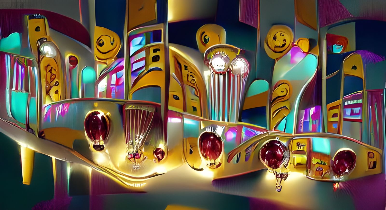 Brightly Lit Art Deco Carnival Ride