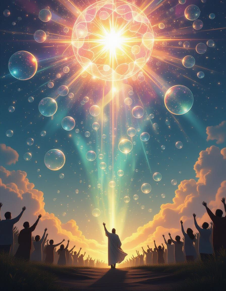 Bubbles of Prayer Ascend in Multicolored Light