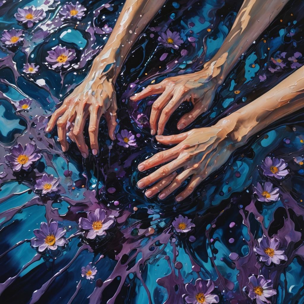 Abstract Expressionism: Water Flowing Through Fingers