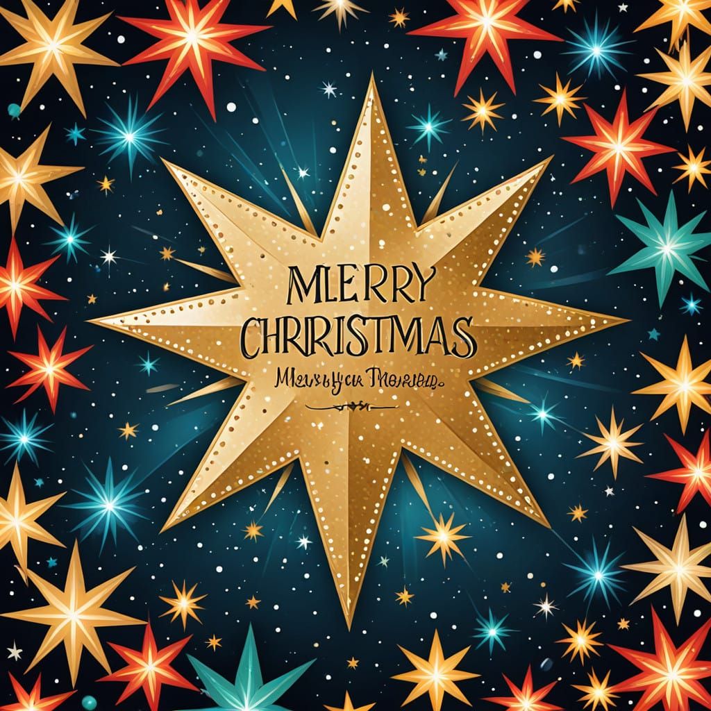 Vibrant Christmas Scene Under the Starry Night Sky