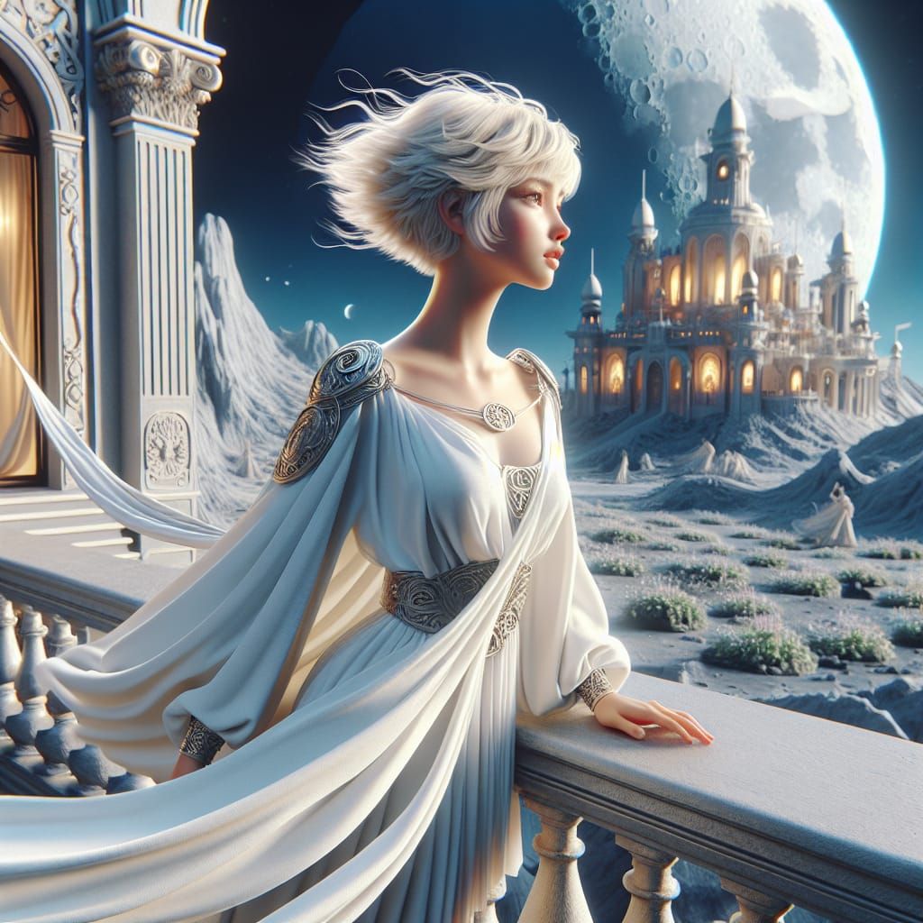 (profile) Beautiful woman with short blonde hair wearing Rom...