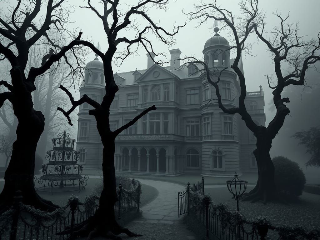 Enchanted Manor in Moody Black and White