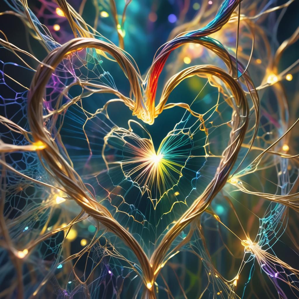 Radiant String Heart in Mystical Realism