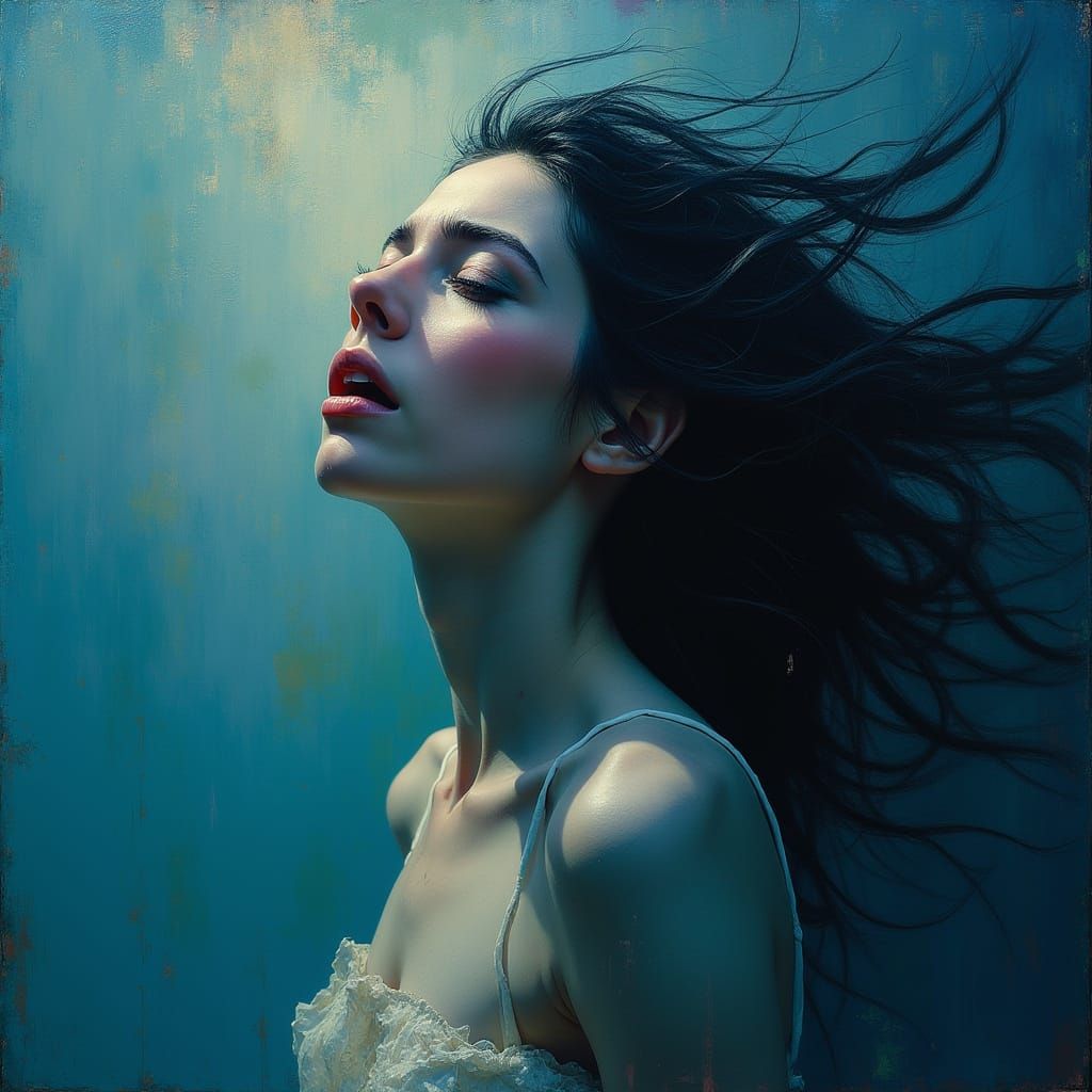 A Feminine Figure in Ecstatic Anguish, Illuminated by Ethere...