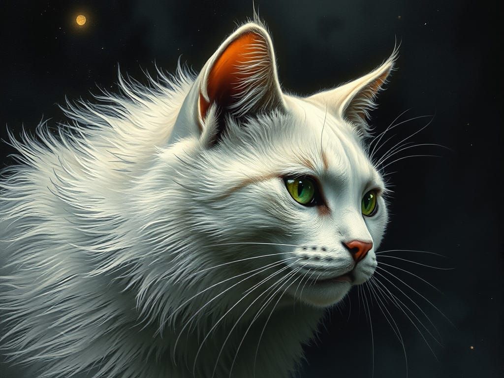 Surreal Rings Cat in Abstract Aesthetic