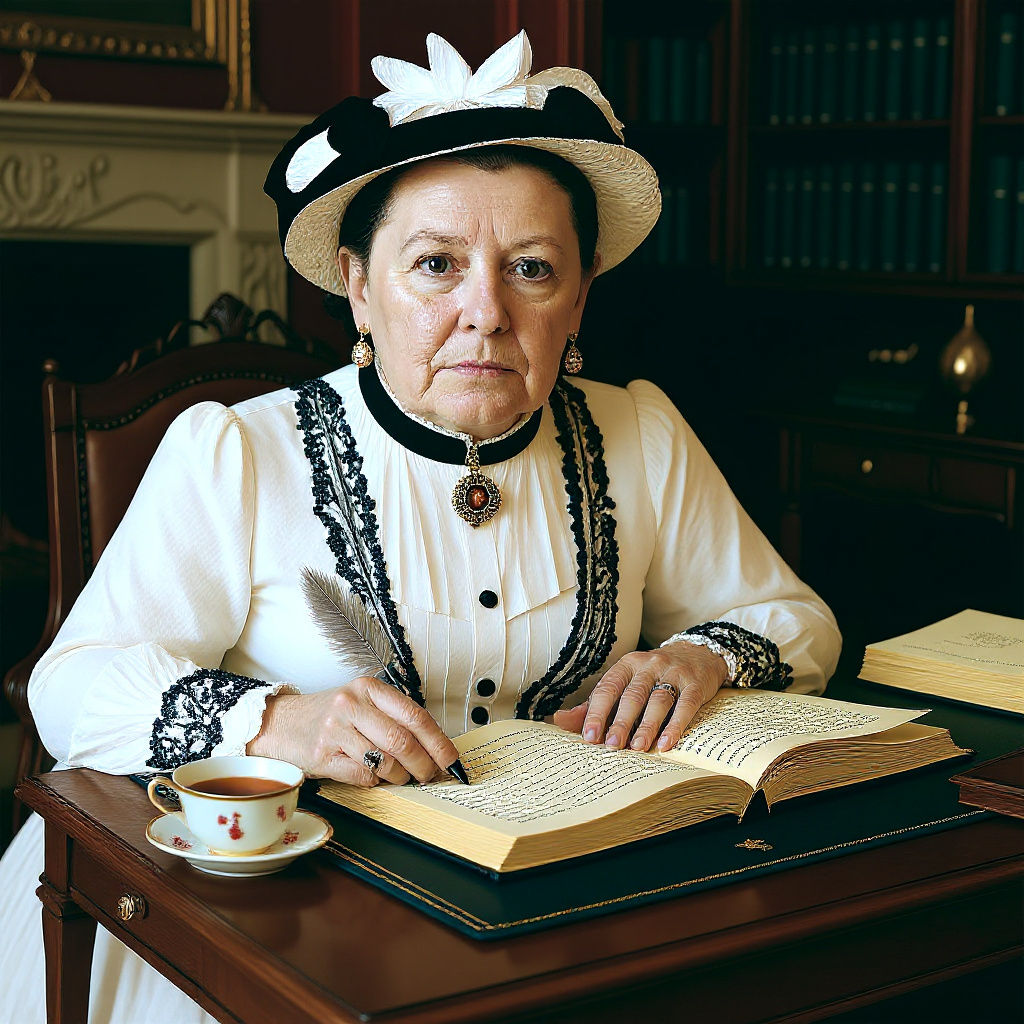 Helena Blavatsky in Victorian Study, 19th Century Portrait