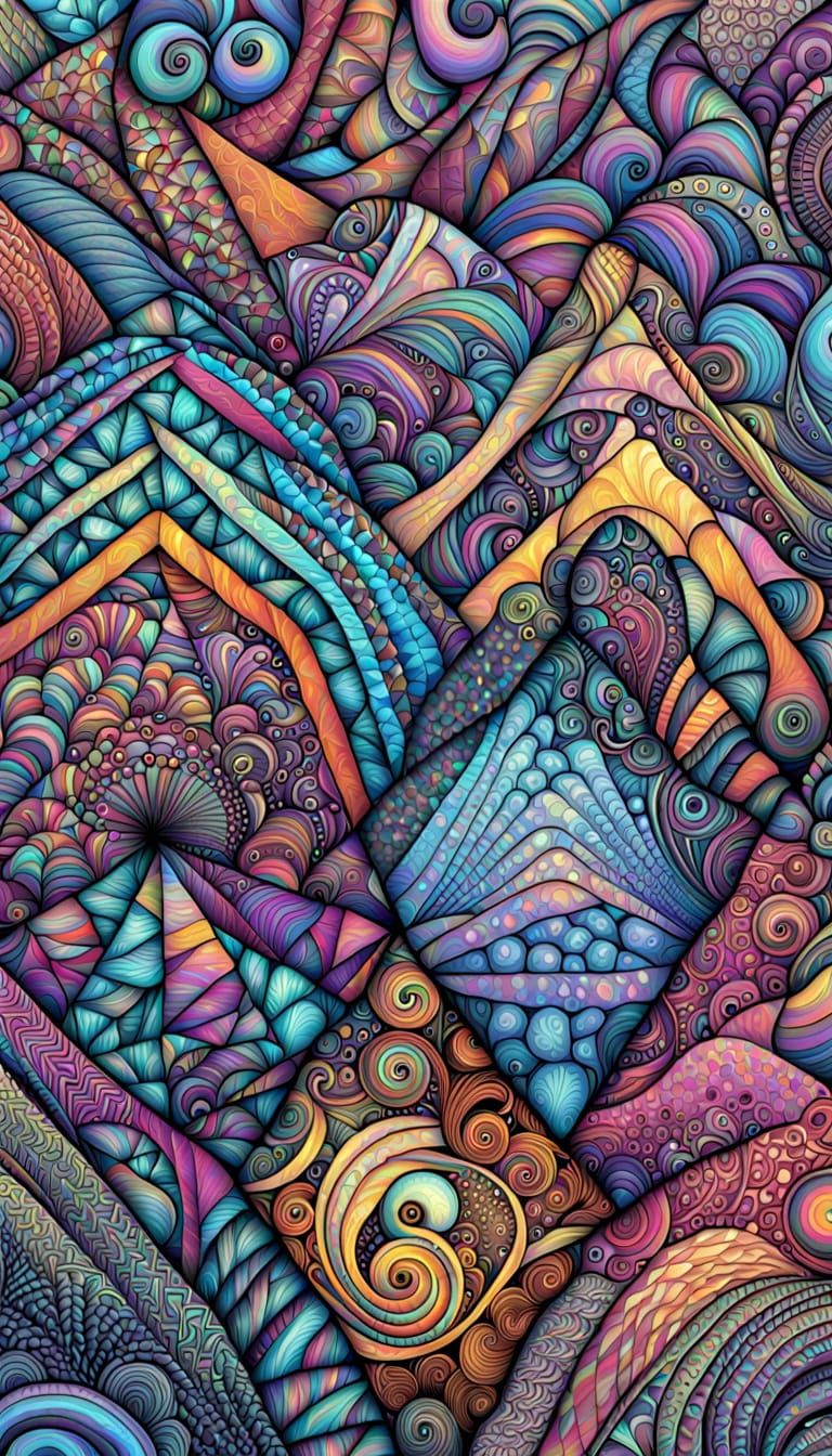 Iridescent Psychedelic Zentangle Masterpiece in Holographic ...