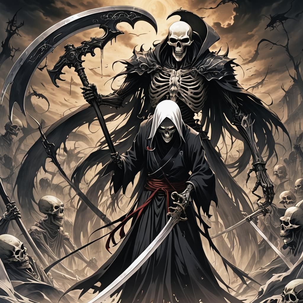 Shinigami Saves Soul from Hell in Anime Style