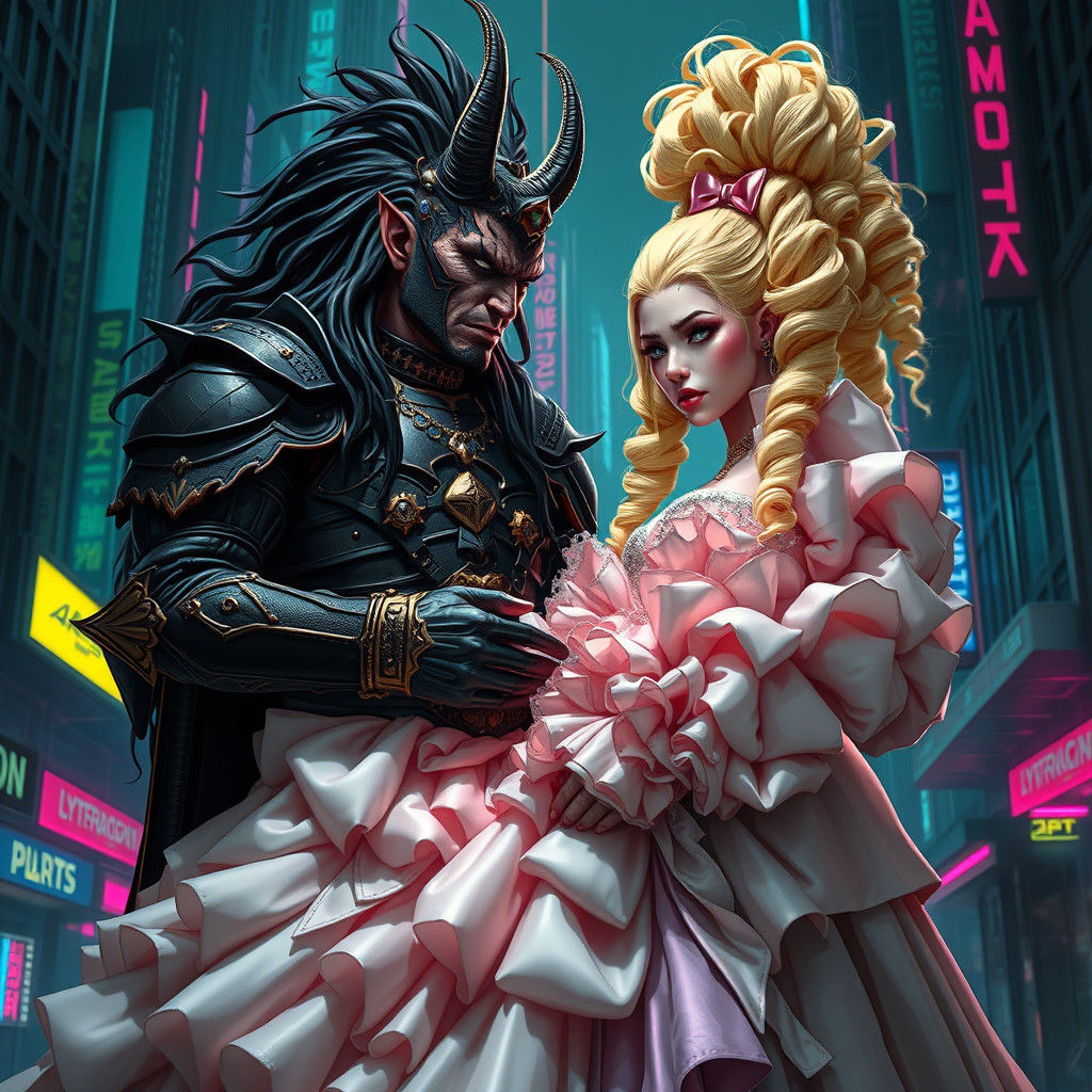 Cyberpunk Demon King and Sissy Bride