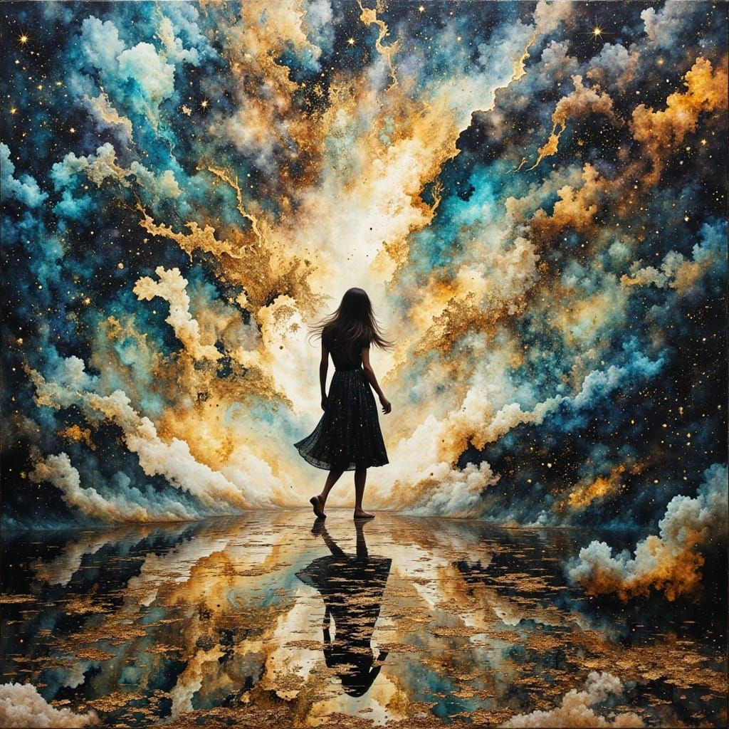 Abstract Spirit's Descent into Shadowy Void