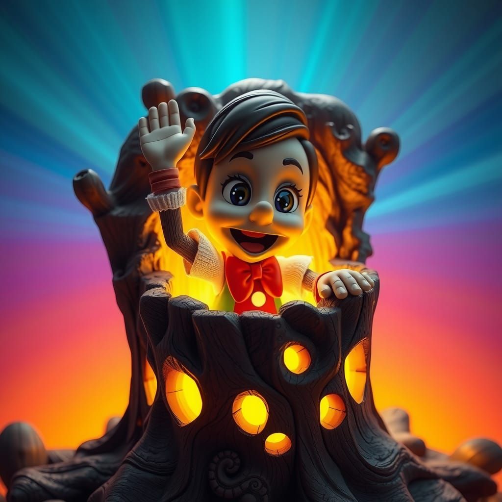 Pinocchio in his stump home