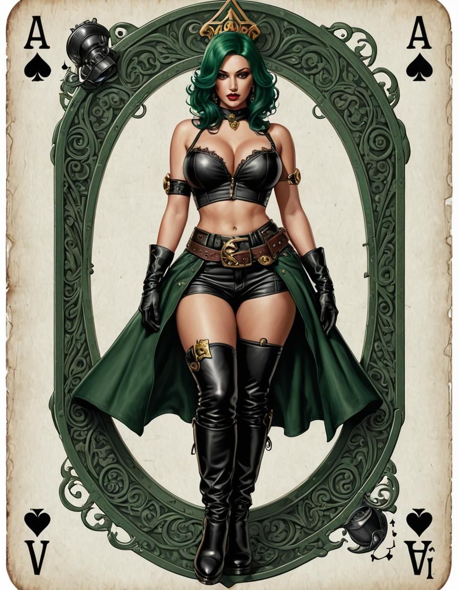 Ace of Spades Pinup Girl Centered on Card
