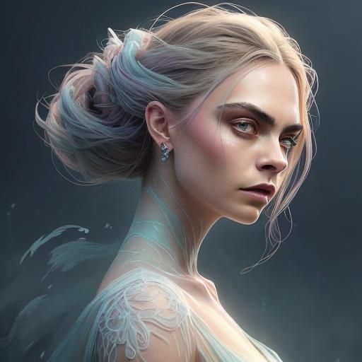 Ethereal Fantasy Portrait of Young Woman in Digital Art Styl...