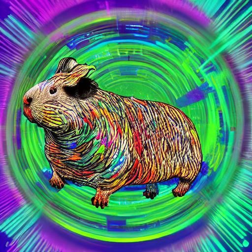 Cyber Guinea Pig in Holographic Cosmic Art