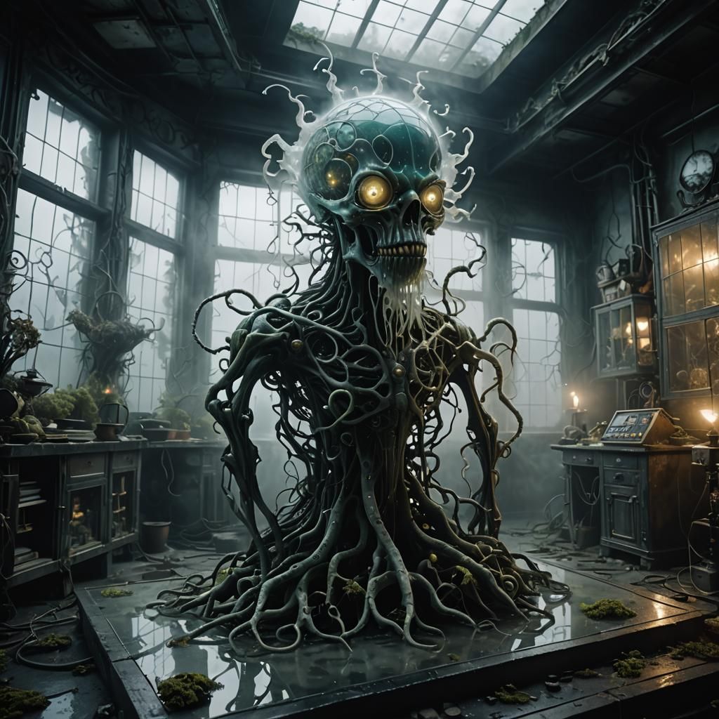 Biomechanical Dark Fantasy With Ethereal Bioluminescence