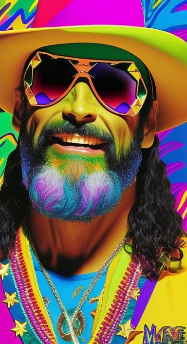 Lisa Frank Style Macho Man Portrait