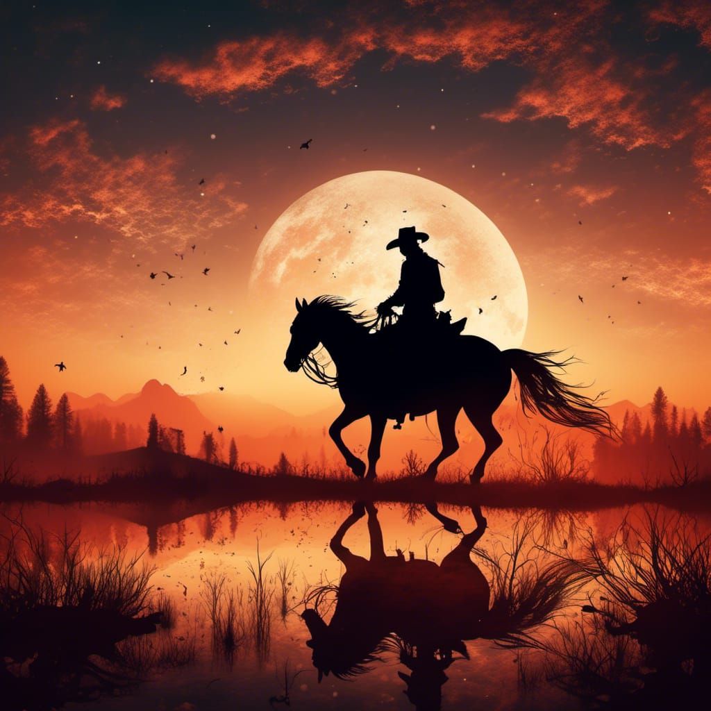 Cowboy Silhouette at Sunrise