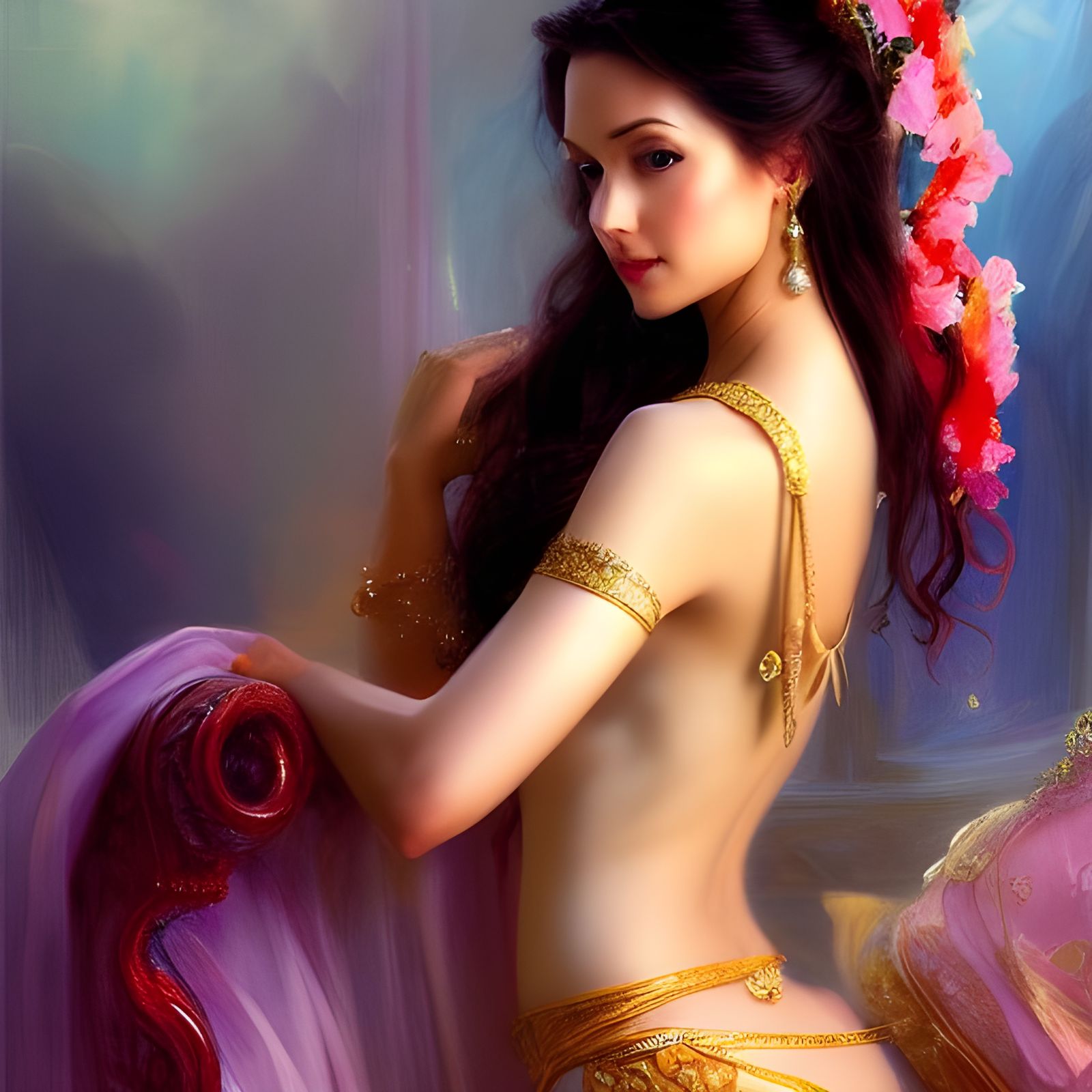 Seductive Princess Jasmine Portrait in Fantasy Art Style