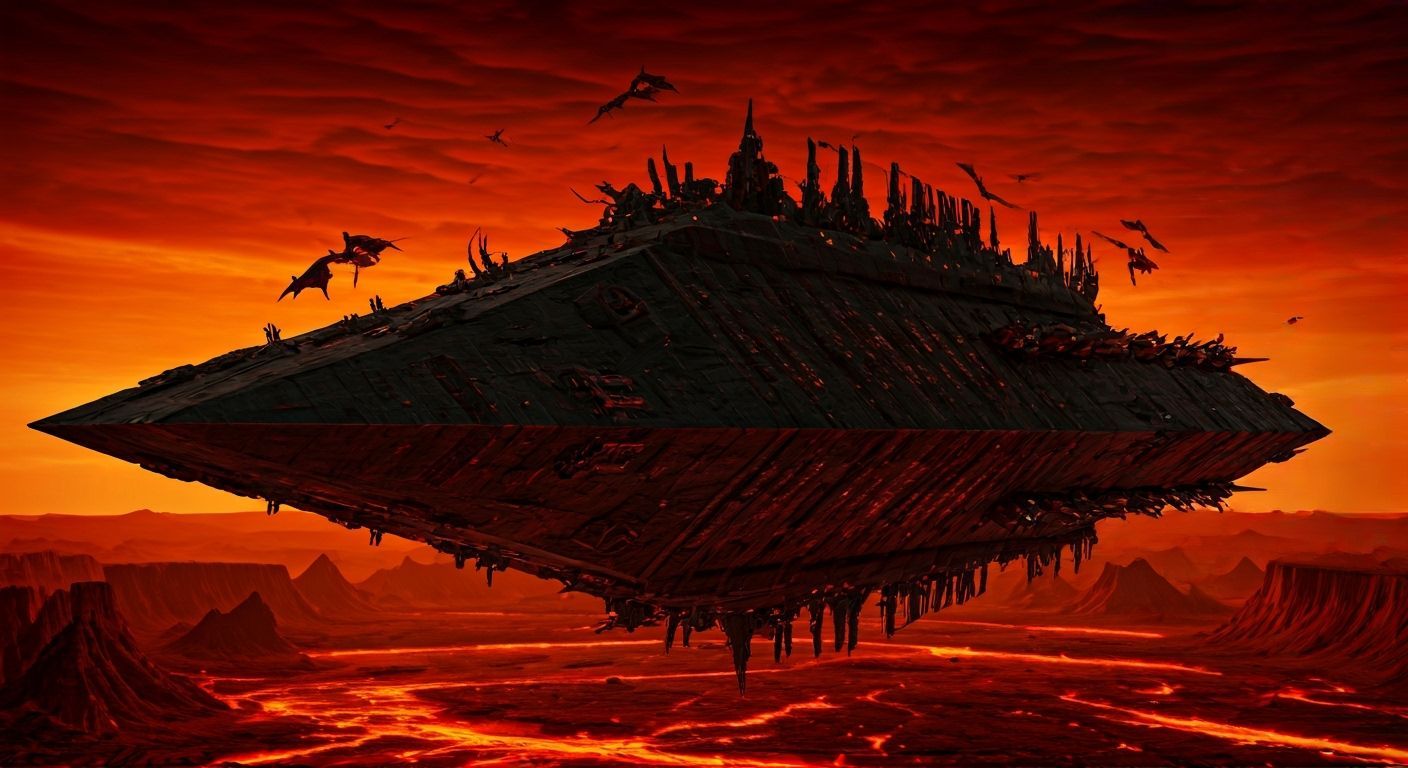 Dieselpunk Hell Fortress with Devil Landing Docks