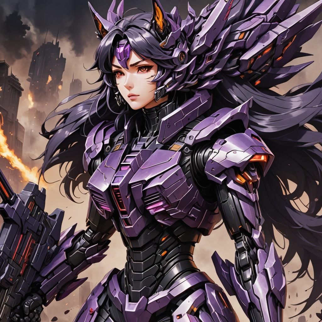 Cybernetic Foxgirl Portrait in Anime Style